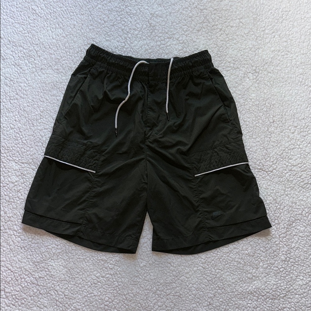 Nike Men's Athletic Shorts in Olive with White Accents